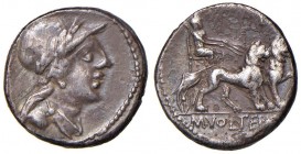Volteia - M. Volteius M. f. (78 a.C.) Denario - Testa elmata di Attis a d. - R/ Cibele su biga di leoni - B. 4; Cr. 385/4 AG (3,95) Piccole screpolatu...