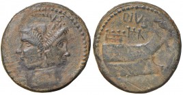 POMPEIA - Sex. Pompeius Magnus (42 a.C.) Asse - Testa di Giano a somiglianza di Cn. Pompeo Magno - R/ Prua a d. - B. 20; Cr. 479/1 AE (g 21.29)
qBB