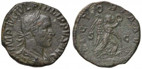 Filippo I (244-249) Sesterzio - Busto laureato a d. - R/ La Victoria con ghirlanda e ramo di palma - RIC 191 AE (g 17,41)
BB/BB+