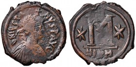 BISANZIO Giustino I (512-527) Follis (Nicomedia) Busto diademato a d. - R/ Lettera M - Sear 83 AE (g 15,33)
qBB