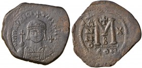 BISANZIO Maurizio Tiberio (578-582) Follis A. X (Costantinopoli) Busto coronato di fronte - R/ Valore - Sear 494 AE (g 11,21)
qSPL