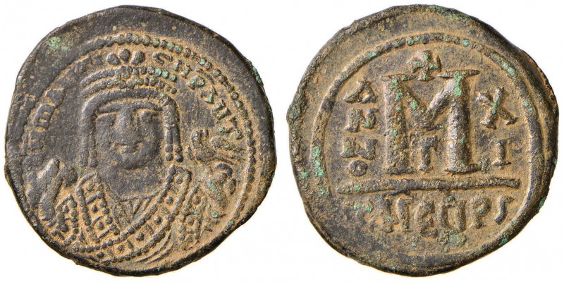 BISANZIO Maurizio Tiberio (578-582) Follis A. XI (Antiochia) Busto coronato di f...