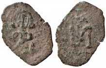BISANZIO Anastasio II (713-715) Follis (Siracusa) Busto di fronte - R/ Grande M nel campo - Sear 1474 AE (g 1,13) RR Sedimenti e frattura del tondello...