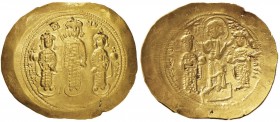 BISANZIO Romano IV (1068-1071) Histamenon nomisma - Cristo e gli imperatori stanti di fronte - R/ I tre imperatori stanti di fronte - Sear 1859 AU (g ...