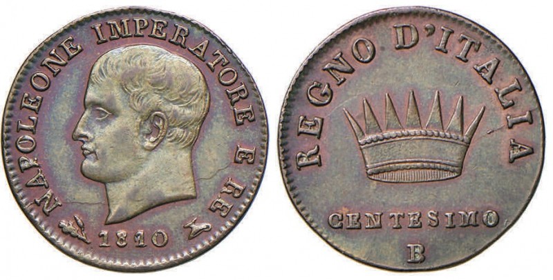 BOLOGNA Napoleone (1805 - 1814) Centesimo 1810 - Gig. 240 CU (g 2,23) Secondo 1 ...