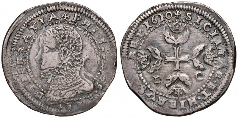 MESSINA Filippo III (1598-1621) Mezzo scudo 1610 - MIR 344/1 AG (g 15,65)
BB