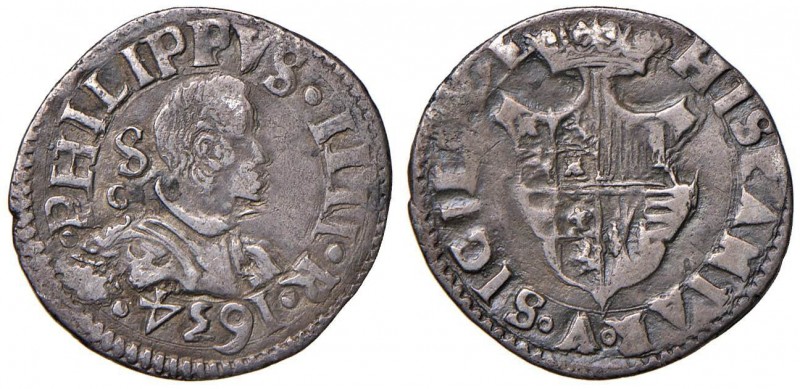 NAPOLI Filippo IV (1621-1665) Carlino 1634 con sigla C/C simbolo fiore (?) - Mag...