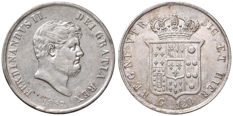 NAPOLI Ferdinando II (1830-1859) Piastra 1857 - Magliocca 567 AG (g 27,48) Colpo...