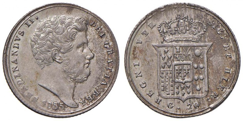 NAPOLI Ferdinando II (1830-1859) Tarì 1855 - Magliocca 620 AG (g 4,60) Graffi di...