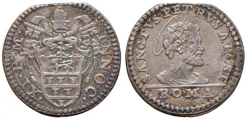 Innocenzo XI (1676-1689) Grosso - Munt. 170 AG (g 1,40) Difetto di tondello, bel...