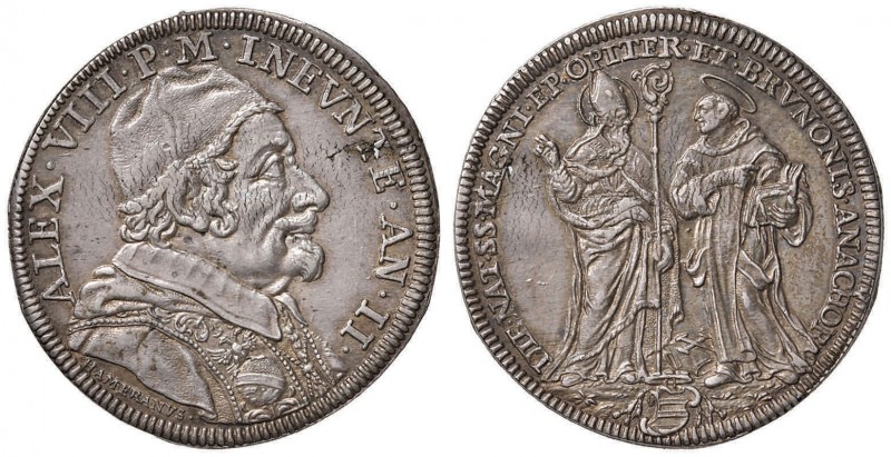 Alessandro VIII (1689-1691) Testone 1690 A. II - Munt. 15 AG (g 9,13) Screpolatu...