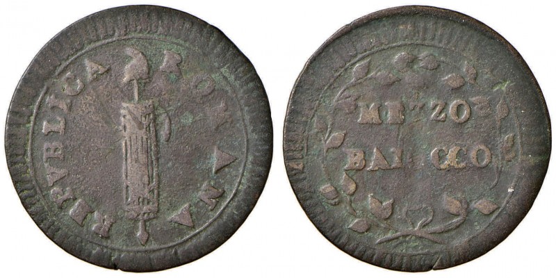 Repubblica romana (1798-1799) Mezzo baiocco - Bruni 36 CU (g 3,82)
MB+