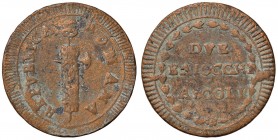 Repubblica romana (1798-1799) Ascoli - 2 Baiocchi - Bruni 11 CU (g 14,38) Corrosioni
MB