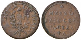 Repubblica romana (1798-1799) Macerata - Mezzo baiocco A. I - Bruni 1 CU (g 2,91) RR
qBB