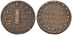 Repubblica romana (1798-1799) Perugia - 2 Baiocchi A. VII - Bruni 4 CU (g 14,32) Piccole screpolature
BB