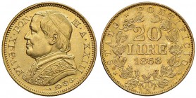 Pio IX (1846-1870) 20 Lire 1868 A. XXIII - Nomisma 847 AU (g 6,44) Colpetti al bordo
BB/BB+