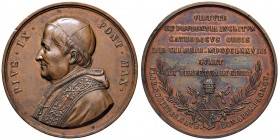Pio IX (1846 -1878) Medaglia 1878 - Bart. PM-3 (manca come metallo) AE (g 65,54 - Ø 50 mm) Colpetti al bordo. Lucidata (?)
SPL