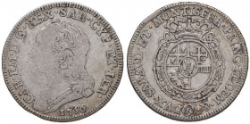 Carlo Emanuele III (1730-1773) Quarto di scudo 1756 - Nomisma 178 AG (g 8,62) Segni di contatto al D/ 
MB/qBB