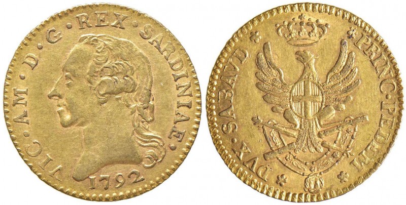 Vittorio Amedeo III (1773-1796) Doppia 1792 - Nomisma 293; MIR 982g AU (g 9,11) ...