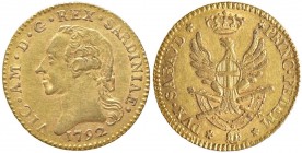 Vittorio Amedeo III (1773-1796) Doppia 1792 - Nomisma 293; MIR 982g AU (g 9,11) RR Sigillata BB+ da Alex Numismatica 
BB+