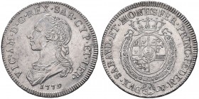 Vittorio Amedeo III (1773-1796) Mezzo scudo 1779 - Nomisma 332; MIR 988g AG (g 17,49)
SPL
