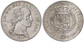 Vittorio Emanuele I (1814-1821) 5 Lire 1820 - Nomisma 519; Pag. 14 AG R Piccola screpolatura sulla guancia al D/, colpetti al bordo
qSPL