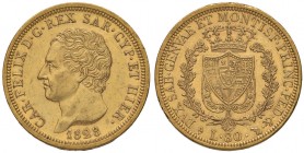 Carlo Felice (1821-1831) 80 Lire 1828 T L - Nomisma 529 AU
SPL