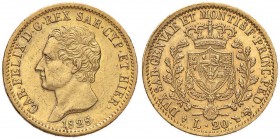 Carlo Felice (1821-1831) 20 Lire 1828 T L - Nomisma 549; Pag. 56 AU Minimi graffietti al D/, minimo colpetto al bordo
SPL+