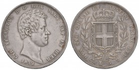 Carlo Alberto (1831-1849) 5 Lire 1832 G - Nomisma 677 AG Colpetti e macchie al bordo
 BB+