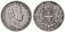 Carlo Alberto (1831-1849) Lira 1831 T - Nomisma 718 AG RR Piccoli depositi al R/
MB