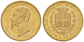 Vittorio Emanuele II (1849-1861) 20 Lire 1859 G - Nomisma 758 AU Due piccole tacche al ciglio del D/
qFDC