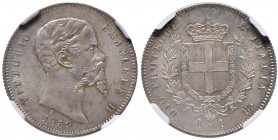 Vittorio Emanuele II Re eletto (1859-1861) Lira 1859 B - Nomisma 829 AG R In slab NGC MS65 5887105-034 
FDC
