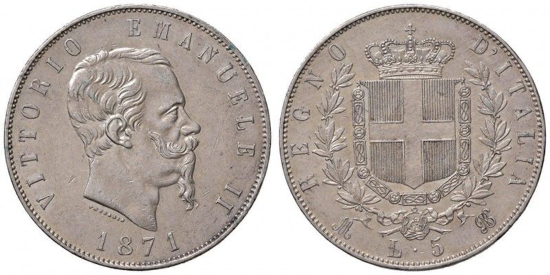Vittorio Emanuele II (1861-1878) 5 Lire 1871 M - Nomisma 889 AG Segnetti da cont...