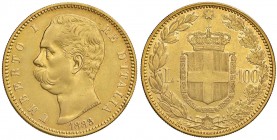 Umberto I (1878-1900) 100 Lire 1883 - Nomisma 972 AU R Colpetto al bordo, leggermente lucidato
BB