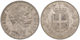 Umberto I (1878-1900) 5 Lire 1879 - Nomisma 993 AG Graffietti e modesti depositi al R/ 
BB+