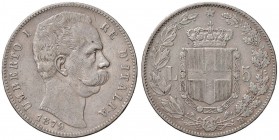 Umberto I (1878-1900) 5 Lire 1879 - Nomisma 993 AG Graffietti diffusi 
qBB