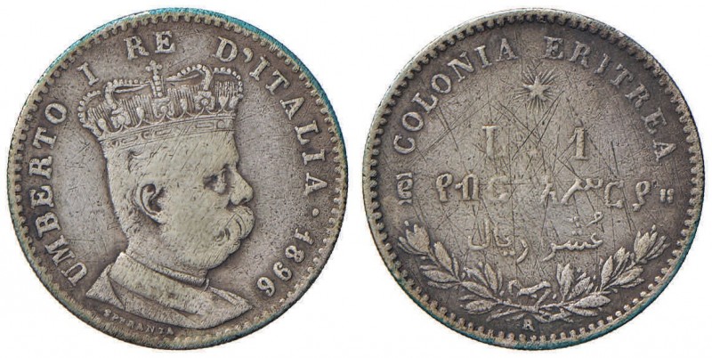 Umberto I (1878-1900) Eritrea - Lira 1896 - Nomisma 1043 AG RR Graffi diffusi 
...