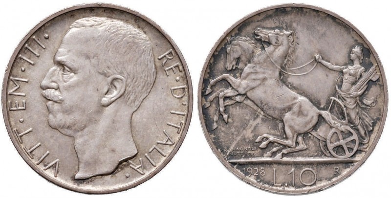 Vittorio Emanuele III (1900-1946) 10 Lire 1928* - Nomisma 1112 AG Minimi colpett...