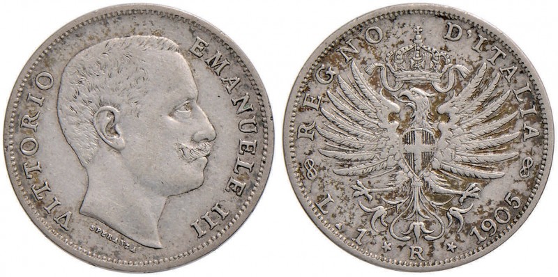 Vittorio Emanuele III (1900-1946) Lira 1905 - Nomisma 1195 AG RR
BB