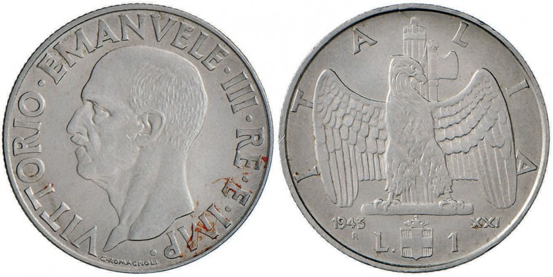 Vittorio Emanuele III (1900-1946) Lira 1943 - Nomisma 1232 AC R Colpetti e graff...