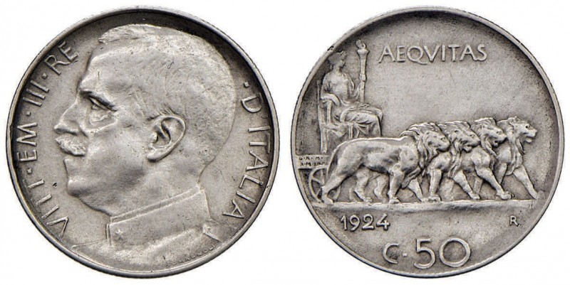 Vittorio Emanuele III (1900-1946) 50 Centesimi 1924 R - Nomisma 1240 NI RR
SPL