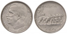 Vittorio Emanuele III (1900-1946) 50 Centesimi 1924 R - Nomisma 1240 NI RR
SPL