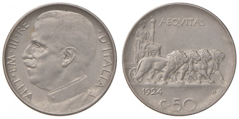 Vittorio Emanuele III (1900-1946) 50 Centesimi 1924 R - Nomisma 1240 NI RR
qSPL...