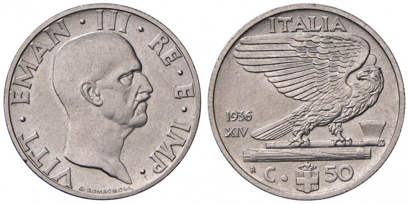 Vittorio Emanuele III (1900-1946) 50 Centesimi 1936 - Nomisma 1253 NI R
qFDC/FD...