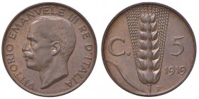 Vittorio Emanuele III (1900-1946) 5 Centesimi 1919 - Nomisma 1349 CU Segni da contatto
SPL/SPL+