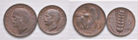 Vittorio Emanuele III (1900-1946) 5 e 10 Centesimi 1934 - CU Lotto di due monete
SPL+-qFDC