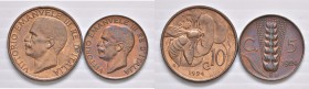 Vittorio Emanuele III (1900-1946) 5 e 10 Centesimi 1924 - CU Lotto di due monete. Colpo al bordo del 10 centesimi
SPL+-qFDC