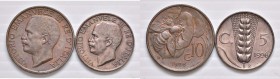 Vittorio Emanuele III (1900-1946) 5 e 10 Centesimi 1926 - CU Lotto di due monete.
SPL+-FDC