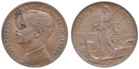 Vittorio Emanuele III (1900-1946) 2 Centesimi 1910 - Nomisma 1384 CU R Macchia al D/
FDC