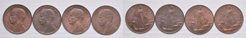 Vittorio Emanuele III (1900-1946) 2 Centesimi 1909, 1915, 1916, 1917 - CU Lotto ...